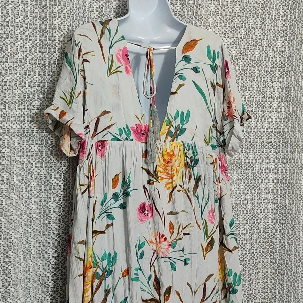 By Together Floral Mini Dress in Cream and Pink - Picture 6 of 13